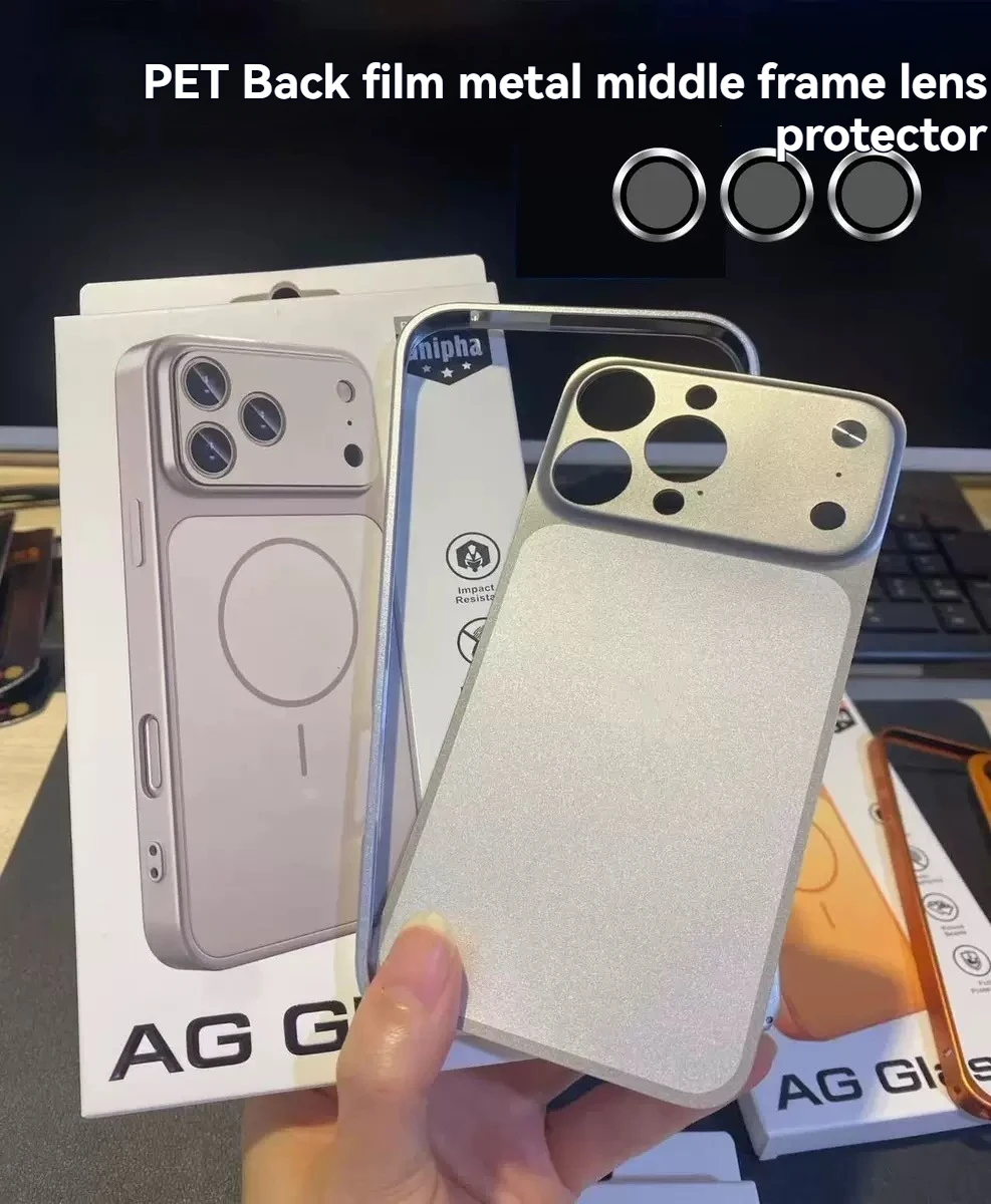 Original Alloy Frame Protective Case for 13/14/15/16 pro Max with Large Window Instant Transformation 17 pro Max Backplane Film