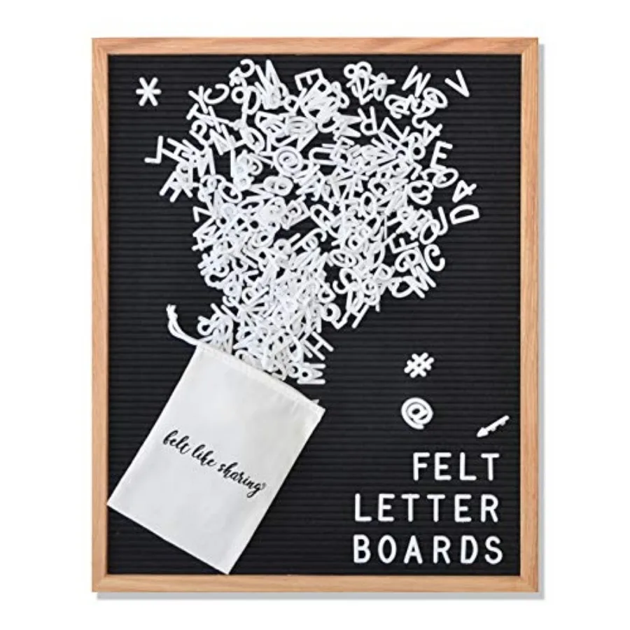 

Black Felt Letter Board 16x20 Inch Changeable Letter Board Plus 348 White Plastic Letters Warm Oak Frame Wooden Letter Board w/
