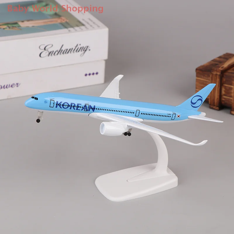 

1 Set DIY Decoration 20CM 8inch Diecast Alloy Airlines Korean A350 Airplane Toy For Collection Friend Children Gift