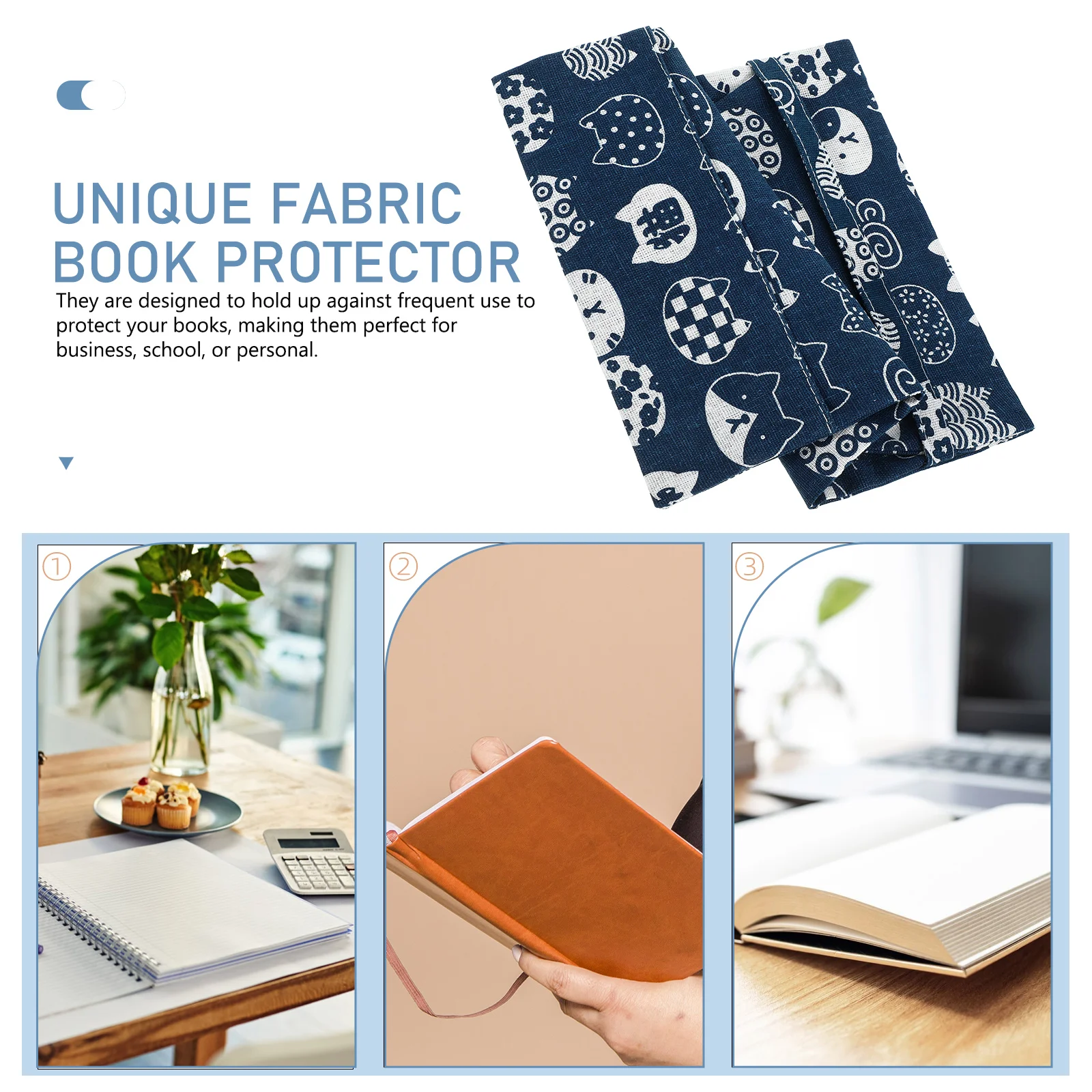 Blue Fabric Book Cover Protector Sleeve Diary Covers Hardcover Protective Cover Textbooks Cover Decorative delicate book cloth