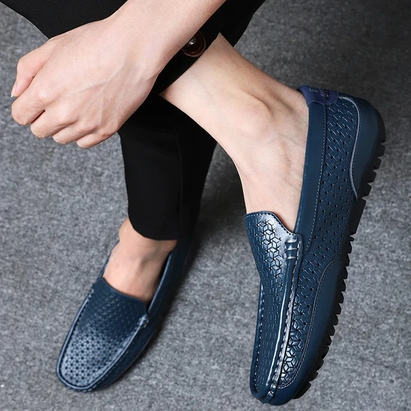 Hot Upscale Men's Shoes Summer Casual Genuine Leather Men Loafers Business Slip On Driving Shoes Male Black Brown Flats Loafer