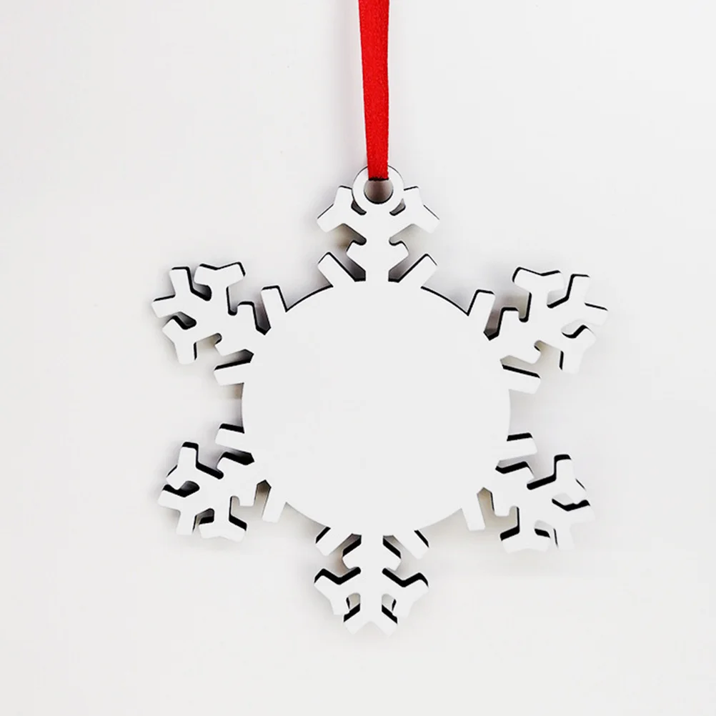 

10Pcs Christmas Tree Decoration Snowflake Pendant Wooden Double-Sided Heat Transfer Printing Hanging Ornament Festive Home Party