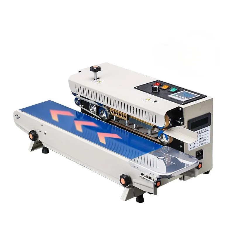 FR900 Semi Automatic Continuous Bag Sealing Machine Small Food Pouch Tea Coffee Heat Sealing Machine for Plastics Packages