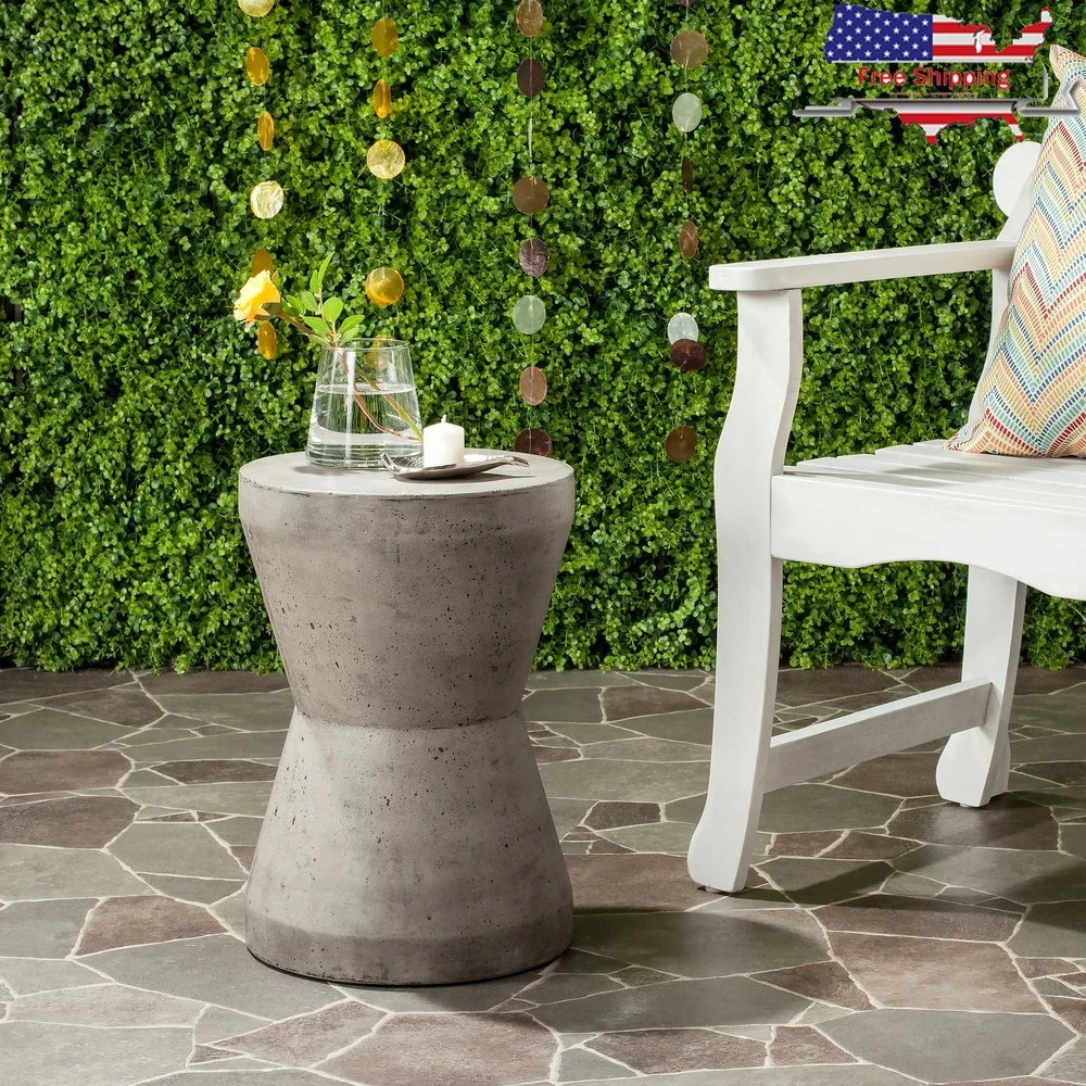 

Modern Concrete Accent Table 17.3 Inch Indoor Outdoor Use Weather Resistant Dark Gray Easy Care Stylish Design