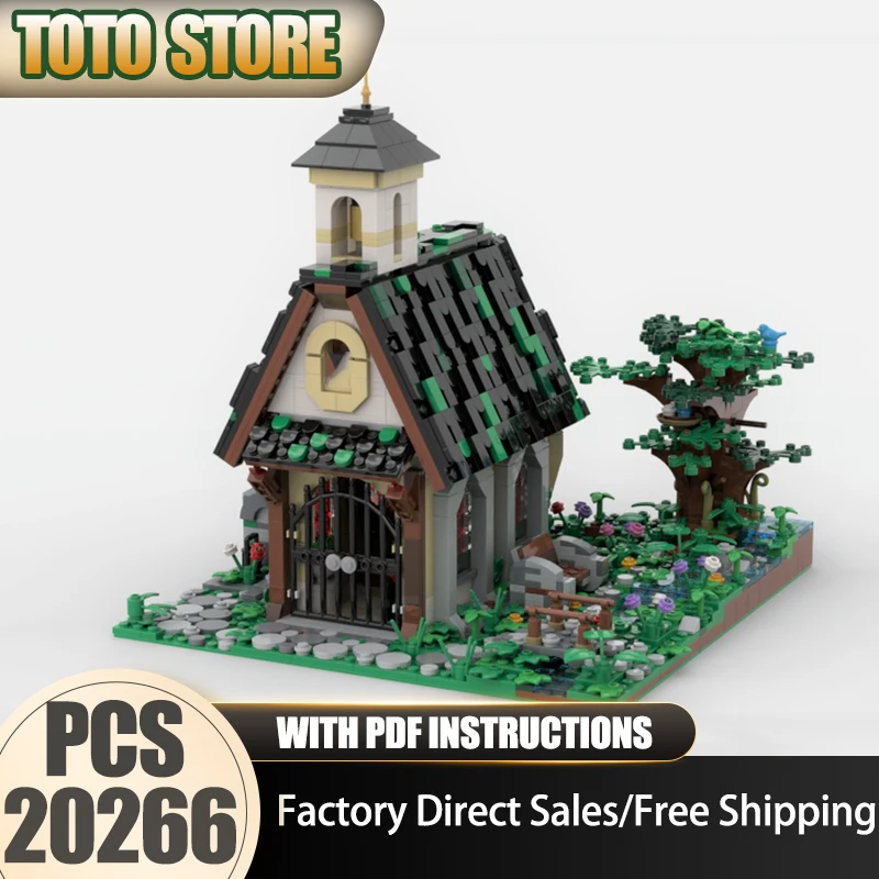 

City Street View Model Moc Building Blocks Chapel #09 Model Technology Brick DIY Assembly Construction Toy Holiday Gifts