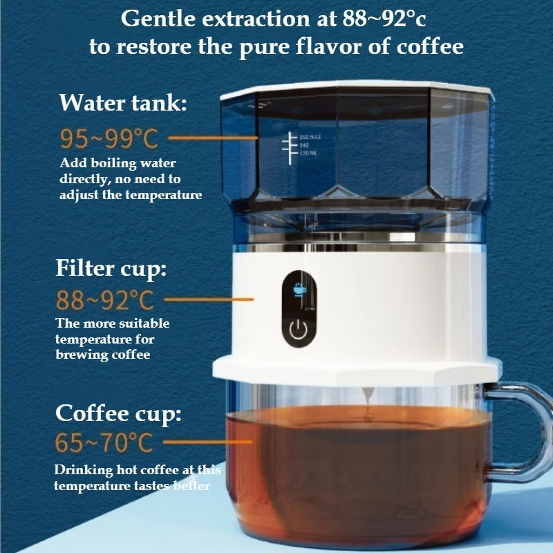 Portable Mini Coffee Machine, Automatic Pour-over Coffee Maker, Outdoor Travel Camping Manual Drip Coffee Machine