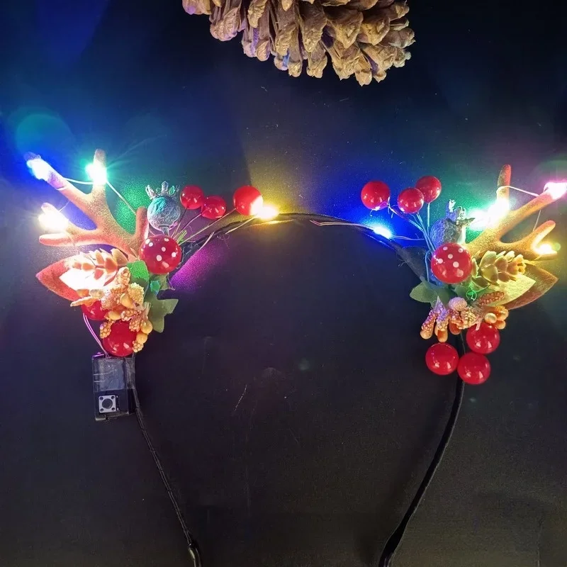 

10pcs Antlers Reindeer Elk Ears Flower LED Light up Headband Party Dress Up Props Birthday Wedding Cosplay