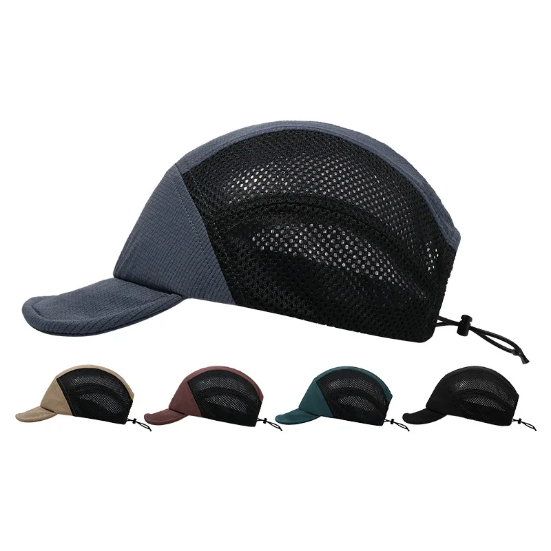 Mechanic Style Quick-drying Soft Five Panel Men's and women's Outdoor Breathable Baseball Caps Rope Adjustment Summer Hats