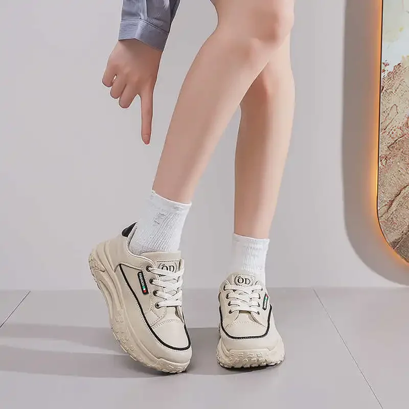 

White Increase Height Platform Sneakers For Women Dress Middle Heel Shoes Pink Boots Women Sports Casual Particular