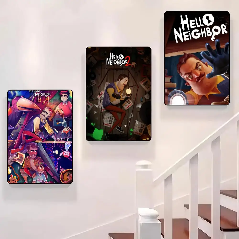 

Video Game H-Hello Neighbor Poster Sticky Wall Waterproof Home Living Room Bedroom Bar Aesthetic Decoration Perfect Gift