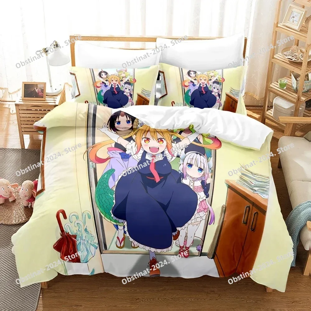 

3D Anime Miss Kobayashis Dragon Maid Kanna Bedding Set Duvet Cover Full Queen King Size Pillowcase Bed Print Aldult Kid Bedroom