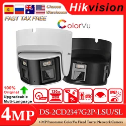 Hikvision Original DS-2CD2347G2P-LSU/SL 4 MP Dual Lens Panoramic ColorVu Fixed Turret Network Camera Audio Alarm 24/7 Colorful