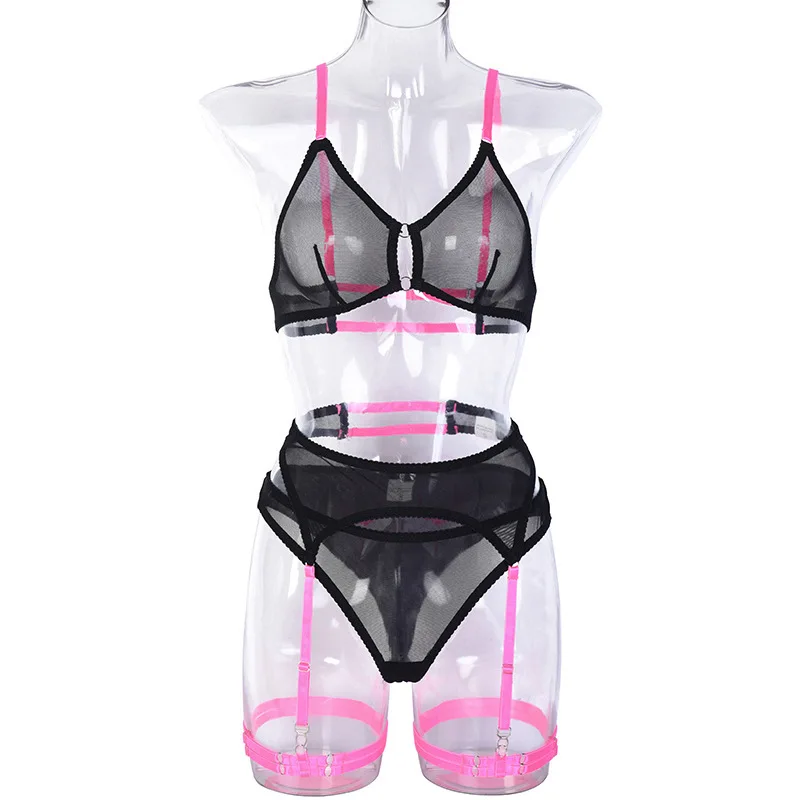 Plus Size Lace Bra Sets Sexy Lingerie For Women Thin Breathable Comfortable Babydoll Dress Underwear Set Exotic Intimate Clothes view 2