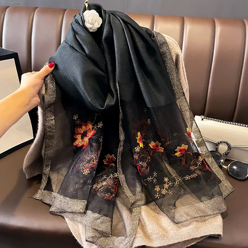 Brand Solid Silk wool scarf for Women Shawls Scarves Summer Lady Hijab Winter Fashion Warm Long Bandana Foulard Pashmina Poncho