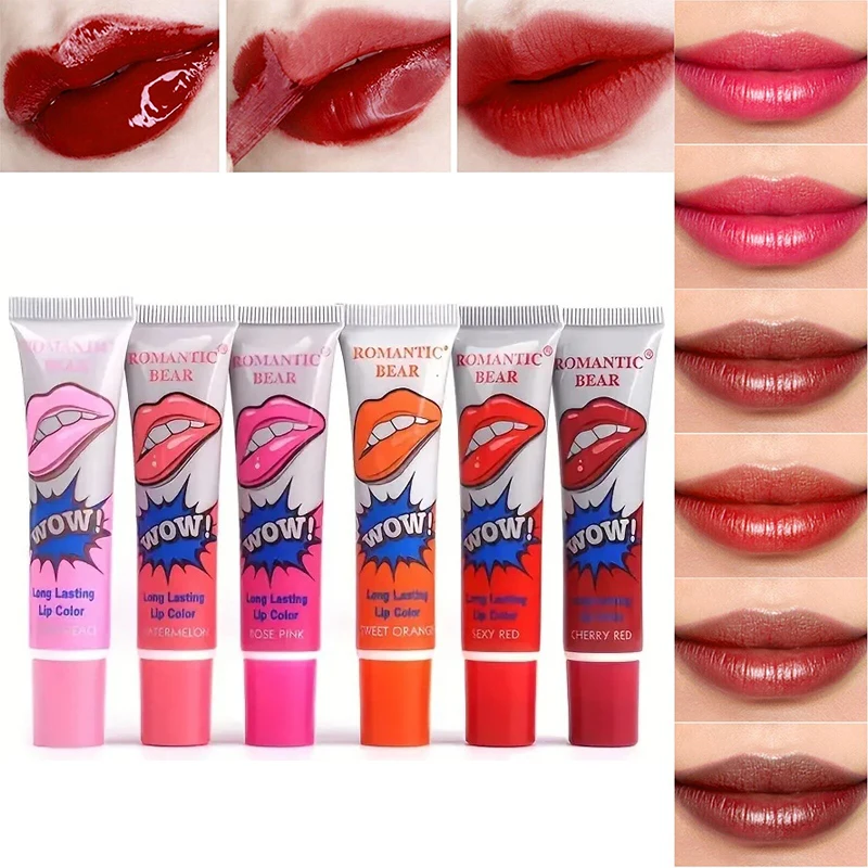 Amazing Long Lasting Sexy Tearing Lip Gloss Women 6-Color Waterproof Peel off Lip Gloss Mask Moisturizer Tear Pull Lip Tint