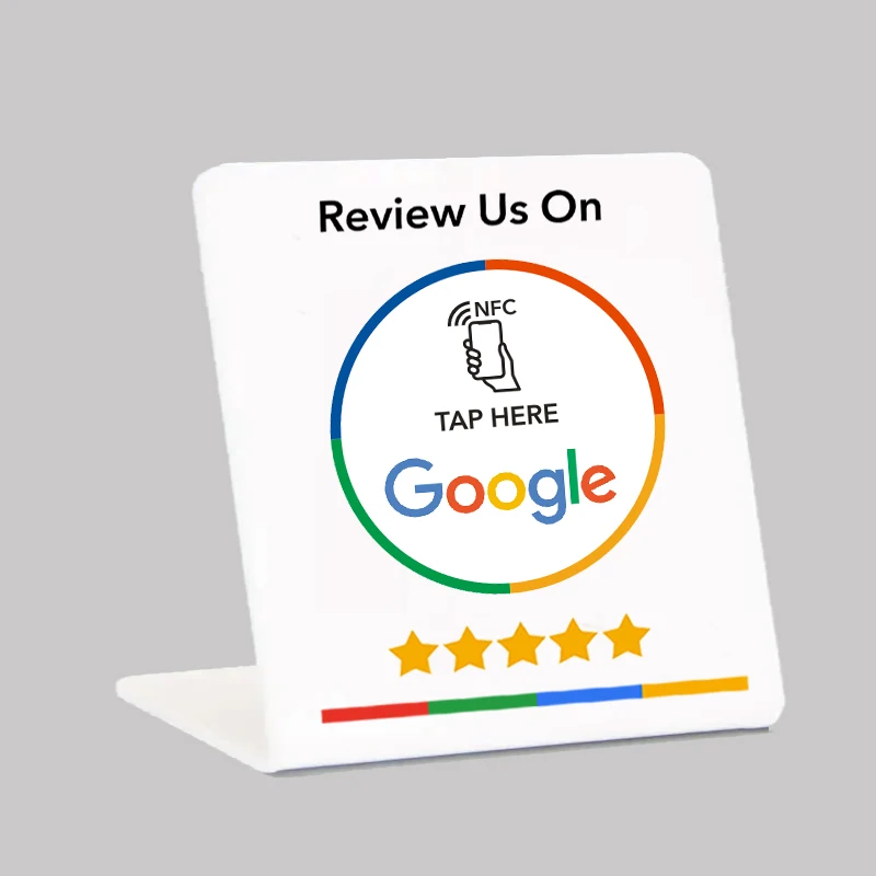 German French English Writing Google Review NFC Stand Display Table Display NFC Card Stand for Google Review