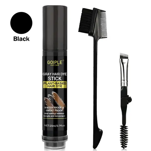 Men Women Gray Hair Dye Stick Hairline Root Concealer Pen Disposable Instant Grey Coverage Pen for Hair Roots Touch-up and Brush