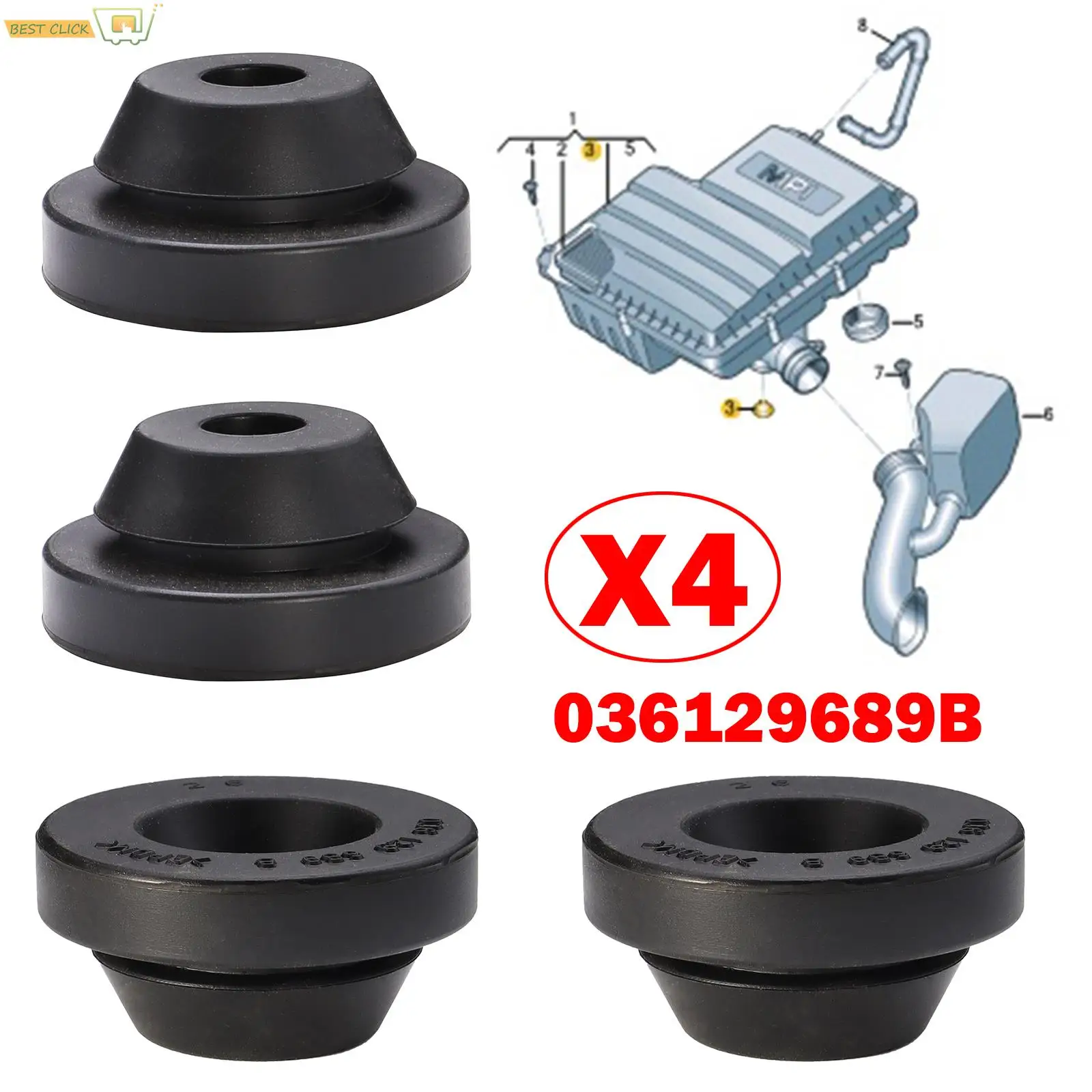 4pcs Air Filter Cleaner Buffer Housing Rubber Engine Cover Stop Mount 036129689B For AUDI A1 S1 A2 A3 8P A6 S6 Q3 8U RS3 RS6 TT