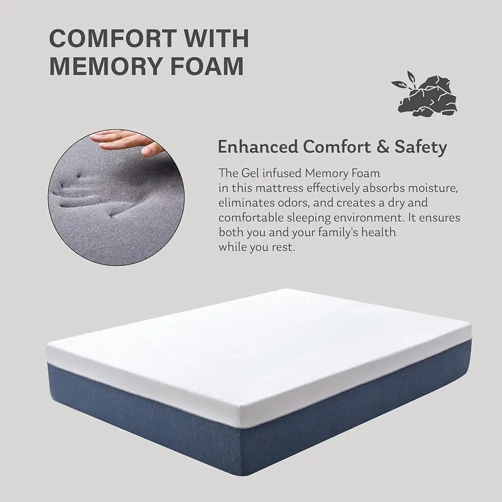 14 Inch Twin Memory Foam Mattress Cooling Gel Support Medium Firm Back Pain Relief Mattress in a Box CertiPUR-US