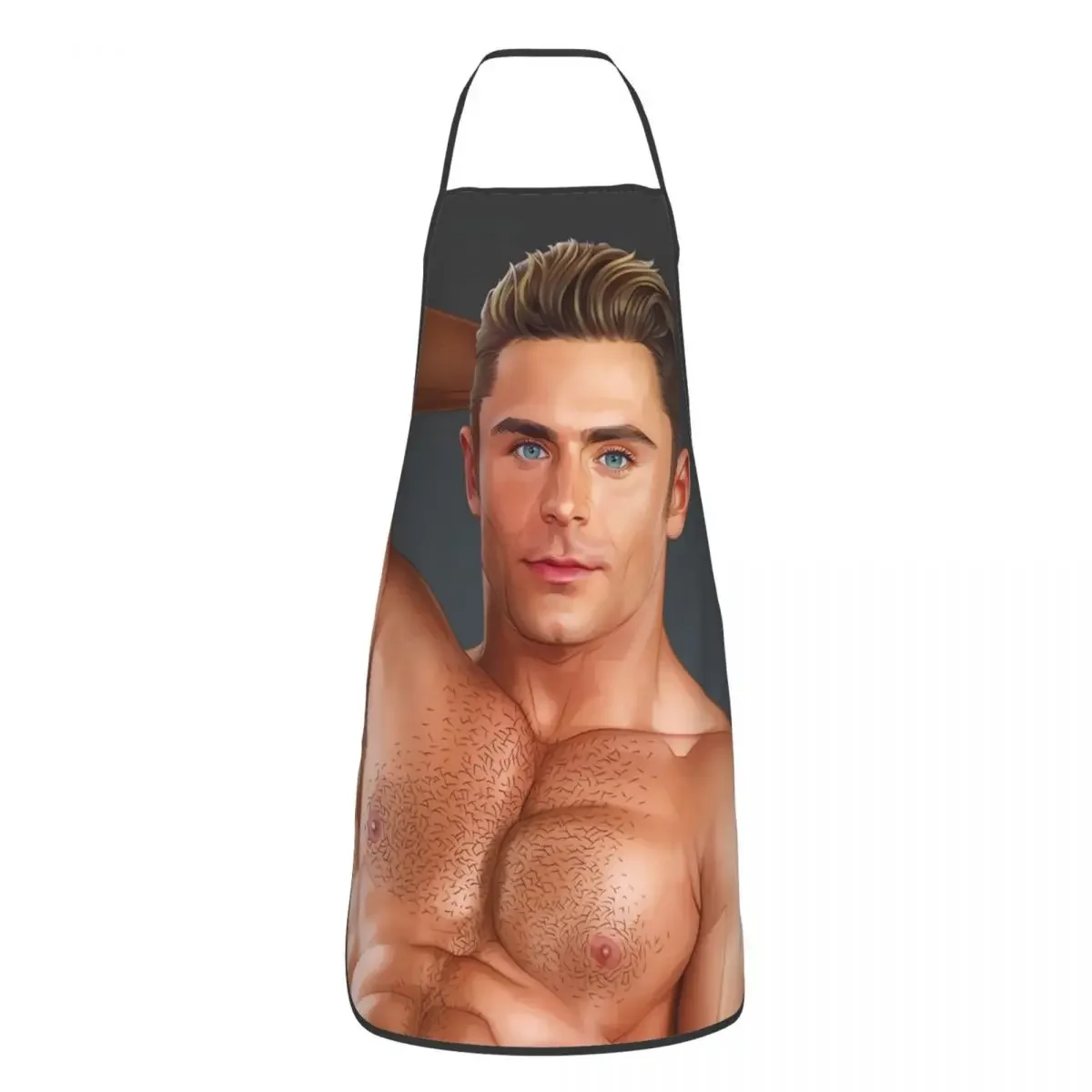 Unisex Sexy Muscled Man Hunk Gym Boyfriend Bib Apron Adult Women Men Chef Tablier Cuisine for Kitchen Cooking Tempting Painting