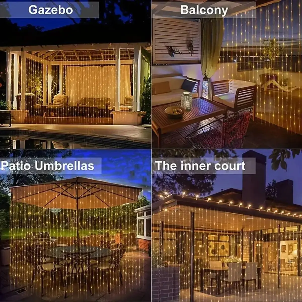 Luci per tende solari 300LED luci fiabesche impermeabili per esterni con 8 modalità di illuminazione per la decorazione del Festival dell\'iarda