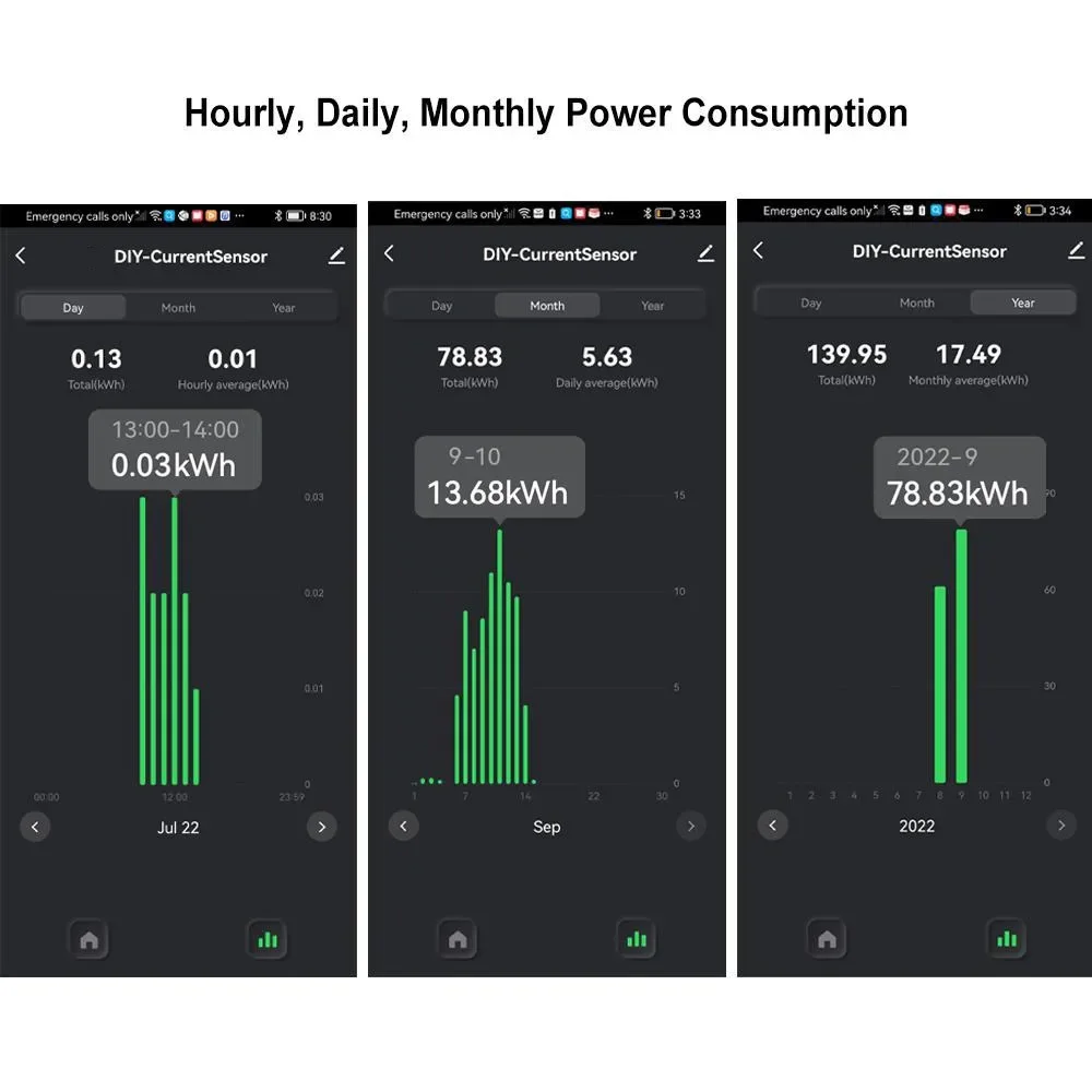 Imagem -02 - Tuya Smart Life Wifi Medidor de Energia 80a com Braçadeira ct App Kwh Monitor de Consumo de Energia Estatisísticas de Eletricidade 110v 240v 50 60hz