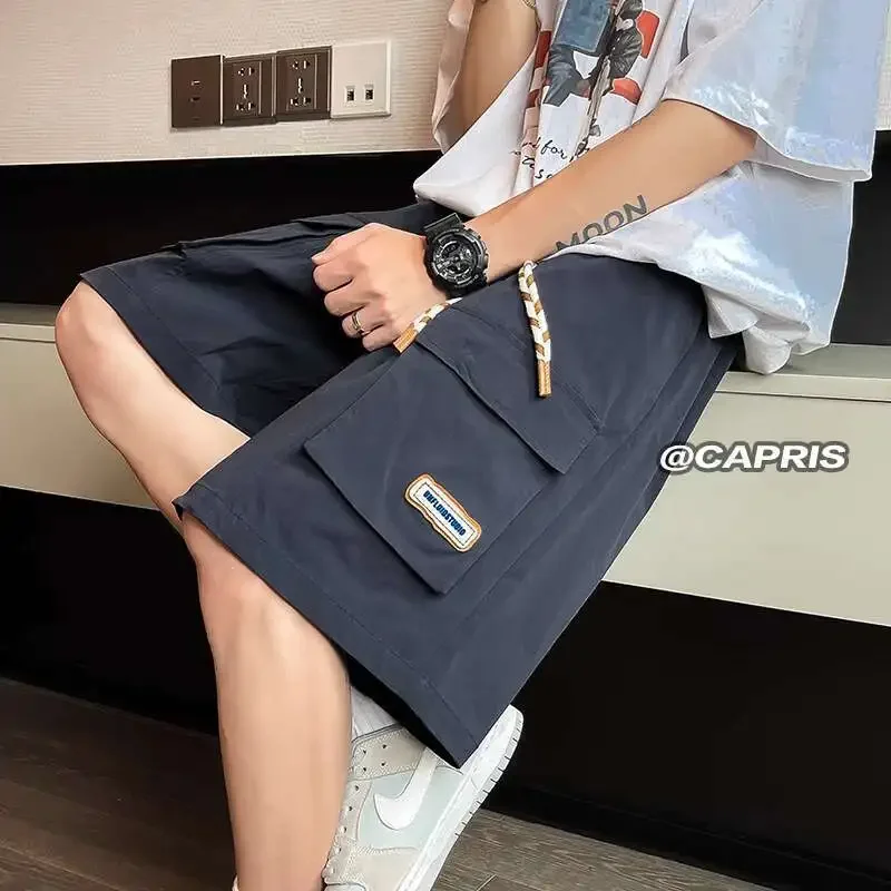 

Поп-летние шорты Мужские модные шорты с карманами в стиле ретро Мужская японская уличная одежда Свободные шорты-карго в стиле хип-хоп Мужские брюки длиной до колена M-3X