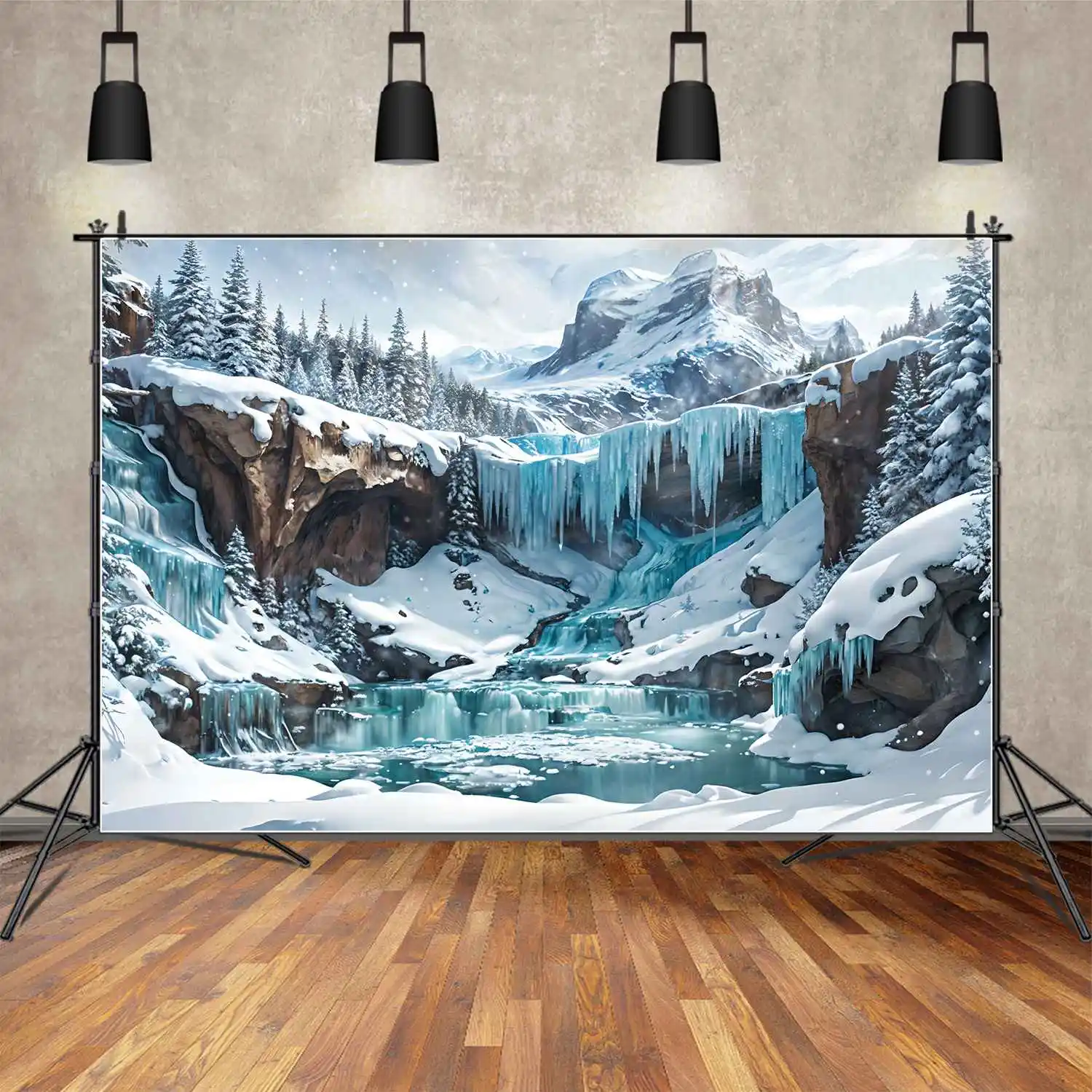 Fundos fotográficos personalizados do Photobooth para crianças, cenários, neve, floresta, gelo, cachoeira, fotografia, inverno, decoração