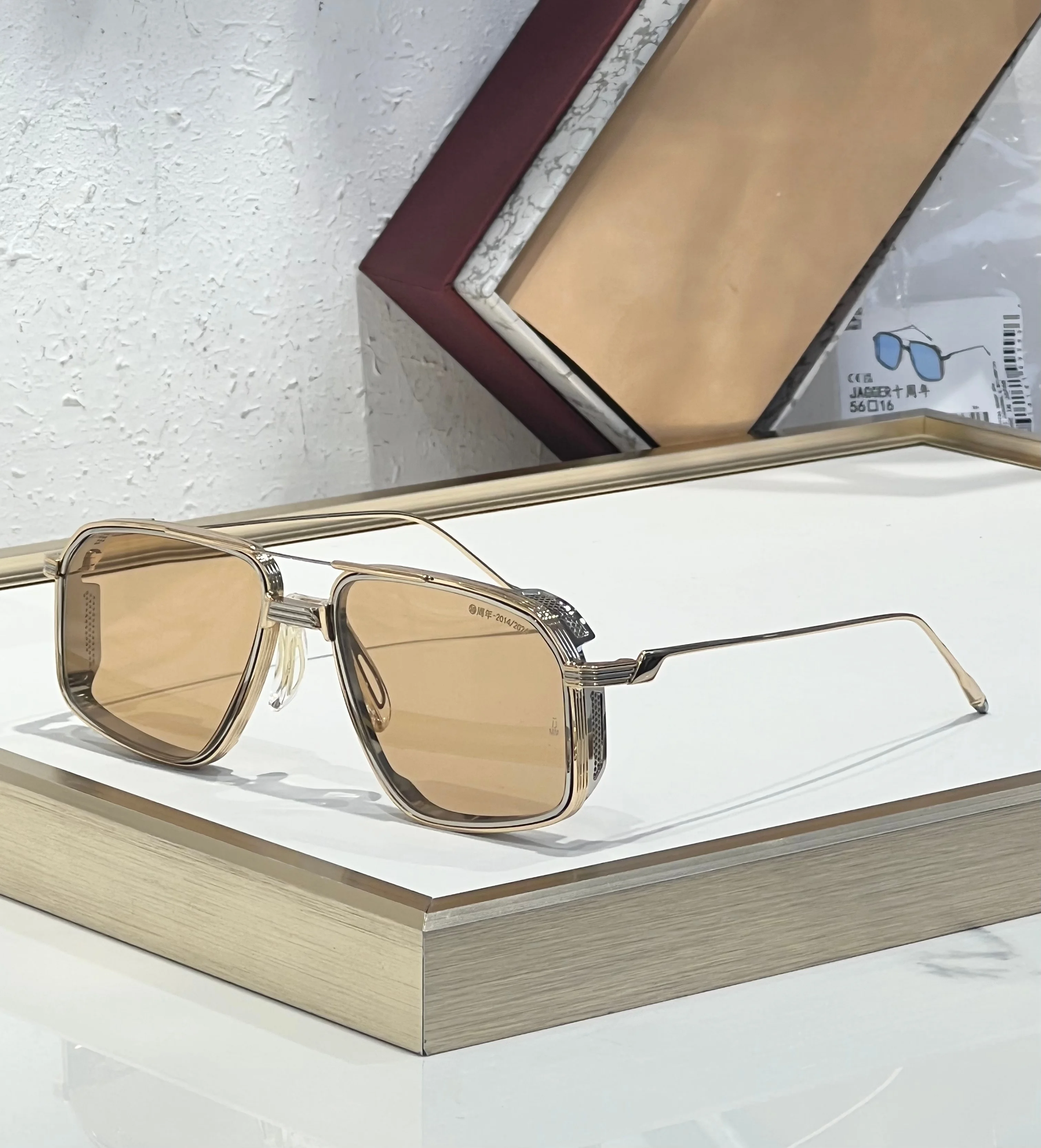 

JMM JAGGER 10th 2025 новые роскошные брендовые солнцезащитные очки в металлической оправе UV400, простые модные очки в деловом стиле для мужчин и женщин