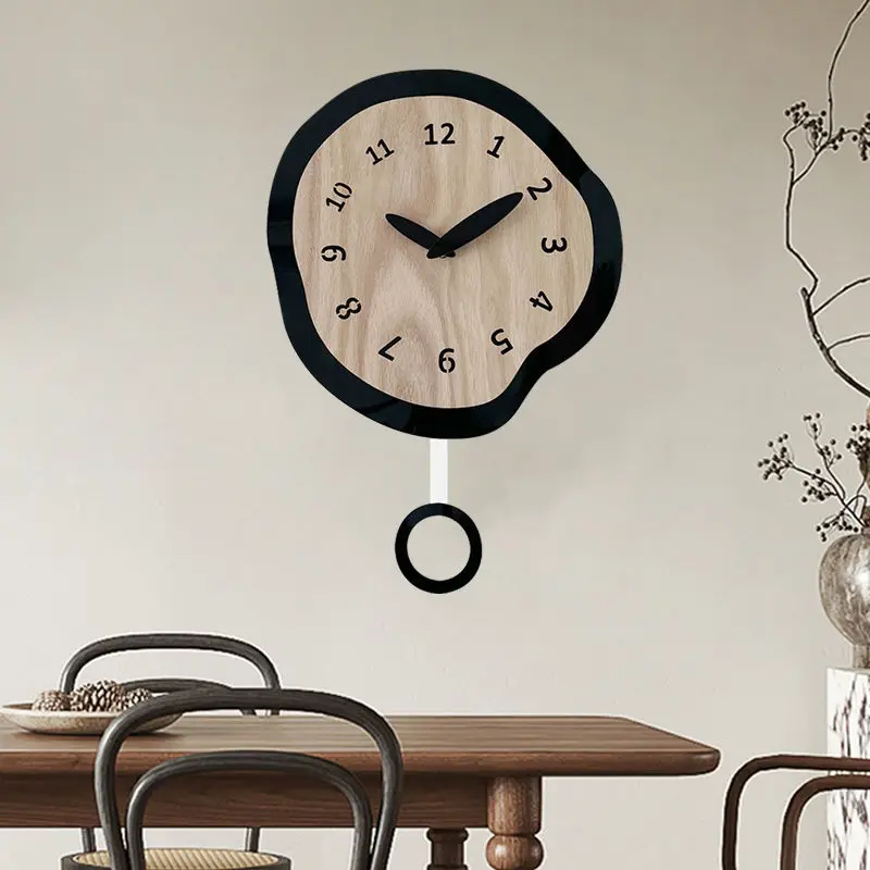 Wall Clock Simple Network Red Wall Clock High Appearance Watch Living Room New Wood Color Atmosphere Art Creative Clock