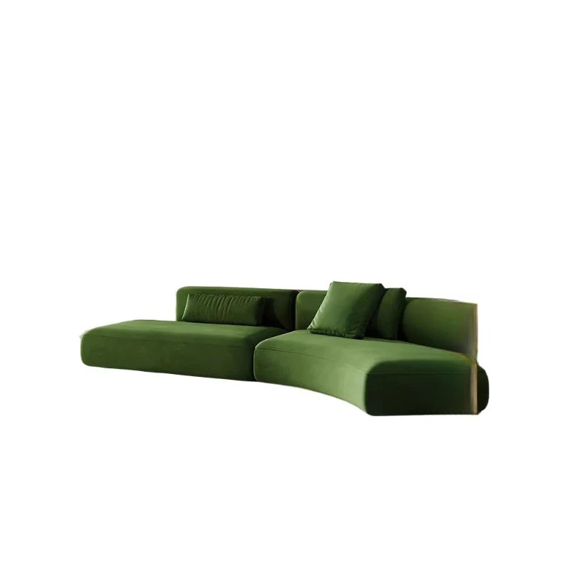 

Nordic wind green small apartment fabric sofa, living room curved sofa