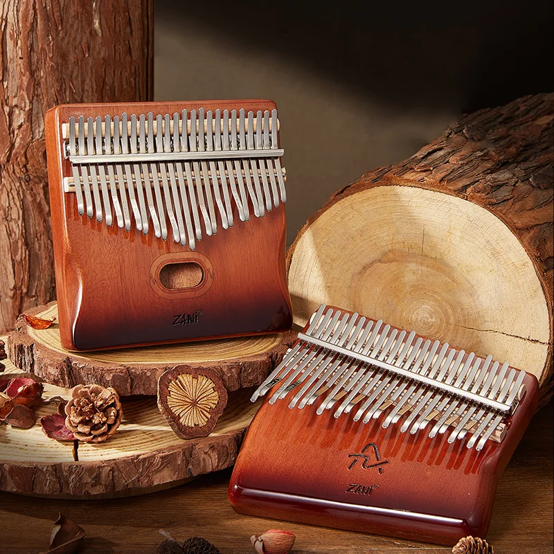 25 Key Kalimba Thumb Piano Veneer Mahogany Kalimba 25 Keys Finger Piano Musical Instrument with Storage Box Music Lover Gifts