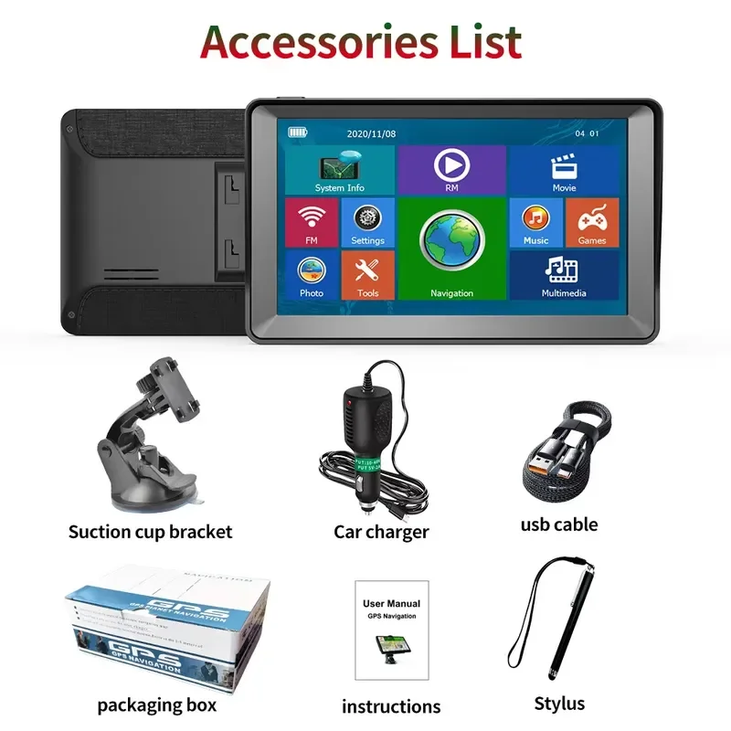 7 Inch Gps Navigator Car General High Definition 8G + 256M Car Truck Europe America