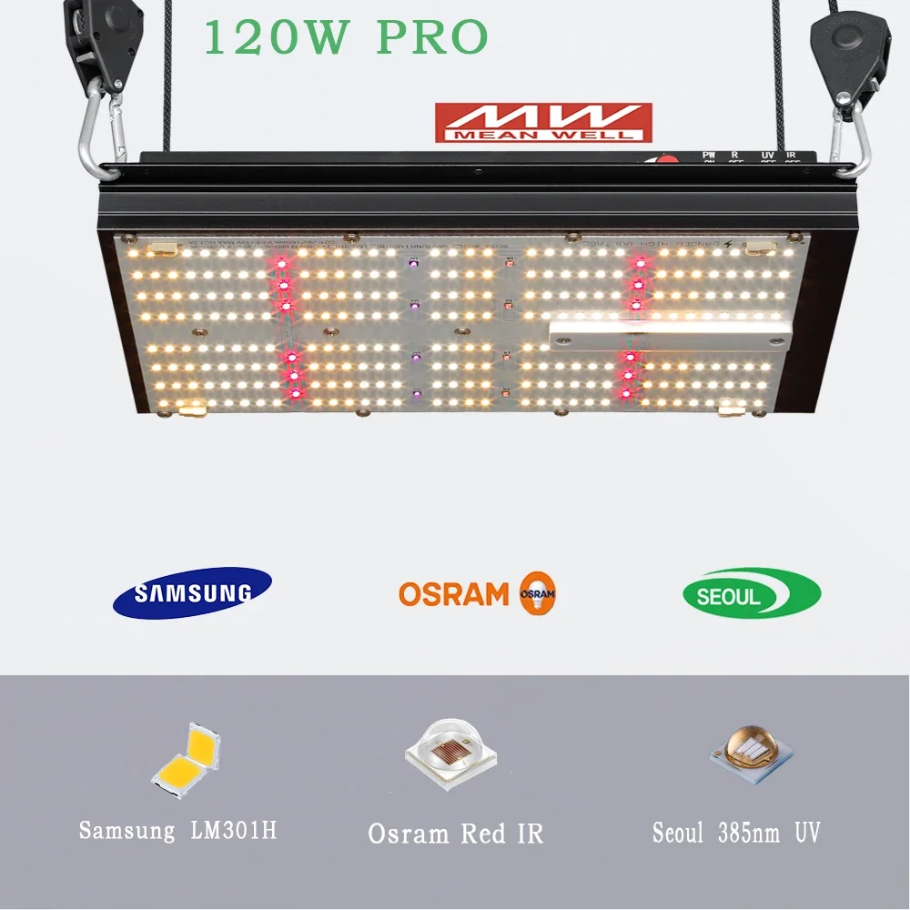 จัดส่งฟรียุโรปสต็อกเต็มสเปกตรัม LED Grow Light 120W High Yield Samsung LM301H หรี่แสงได้ LED Light สําหรับปลูกพืชชุด