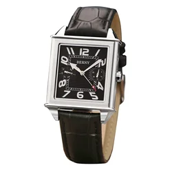 BERNY Men's Watches New Quartz Man Watch Business Male Clock Rectangle Day and Date Waterproof Brand Fashion Dress Men Watches