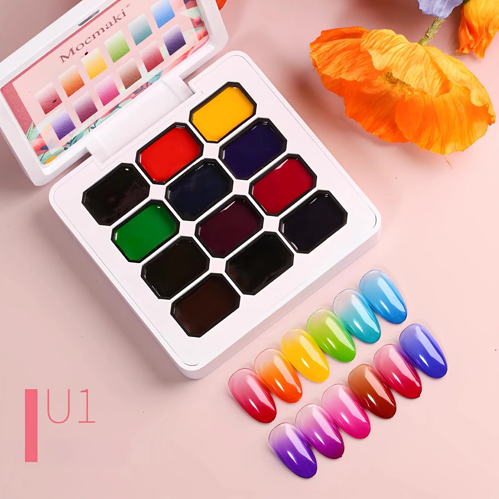 

12 Colors Gradient Painting Gel Nail Art Gradient Color DIY Design Gel Varnishes 4 In 1 Used For Gradient Nail Stamping Pattern