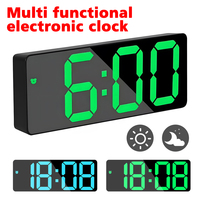 Large Screen LED Digital Alarm Clock Auto Dimming Electronic Table Clock 12/24H Multifunctional Snooze Desktop Clock for Bedroom