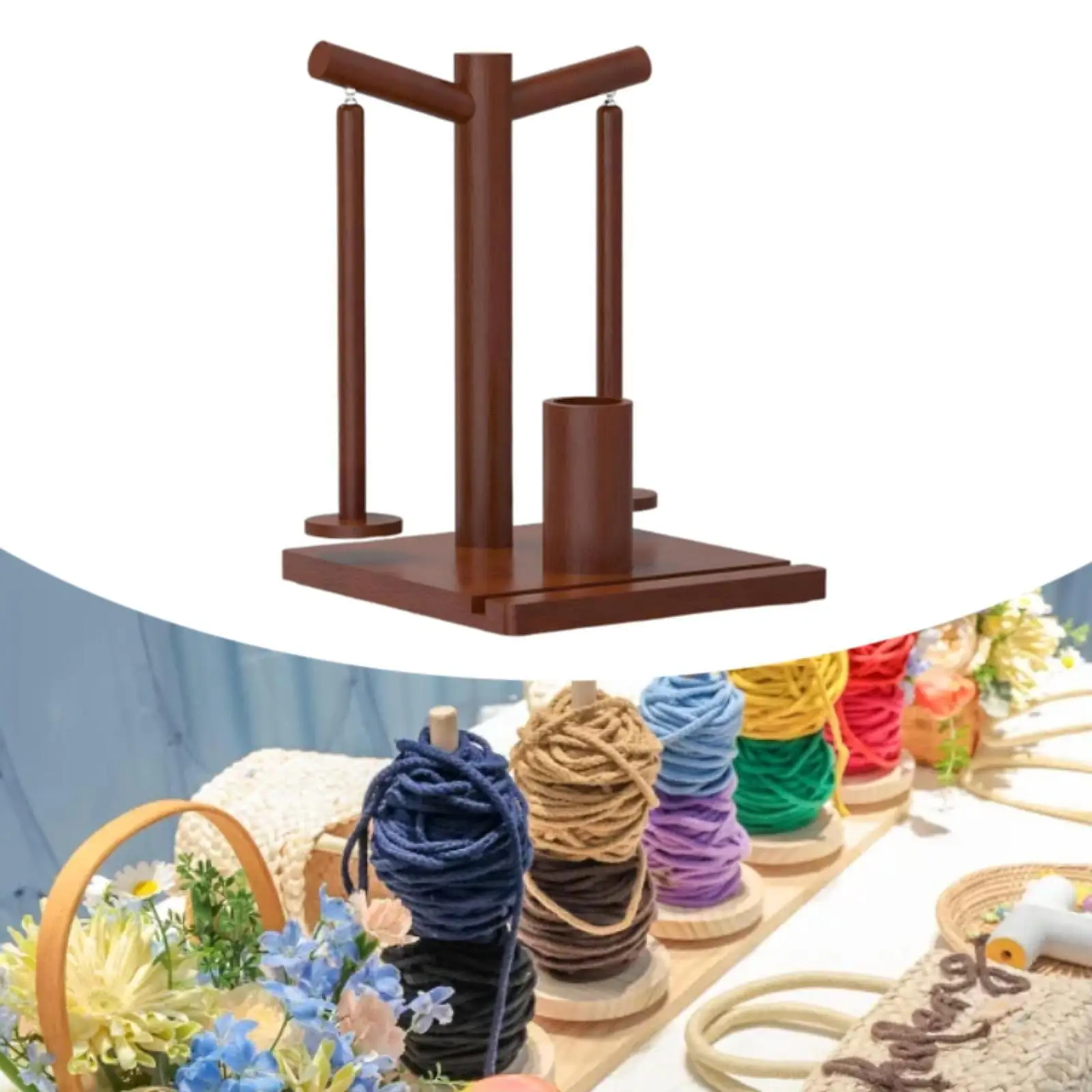 

Держатель пряжи для вязания крючком Деревянный спиннер для пряжи Держатель шарика