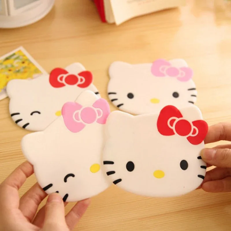 Kawaii Hello Kittys Creative ถ้วยการ์ตูน PVC กาวสํานักงานกาแฟ Anti SLIP MAT หน้าแรกโต๊ะรับประทานอาหารฉนวนกันความร้อน Pad