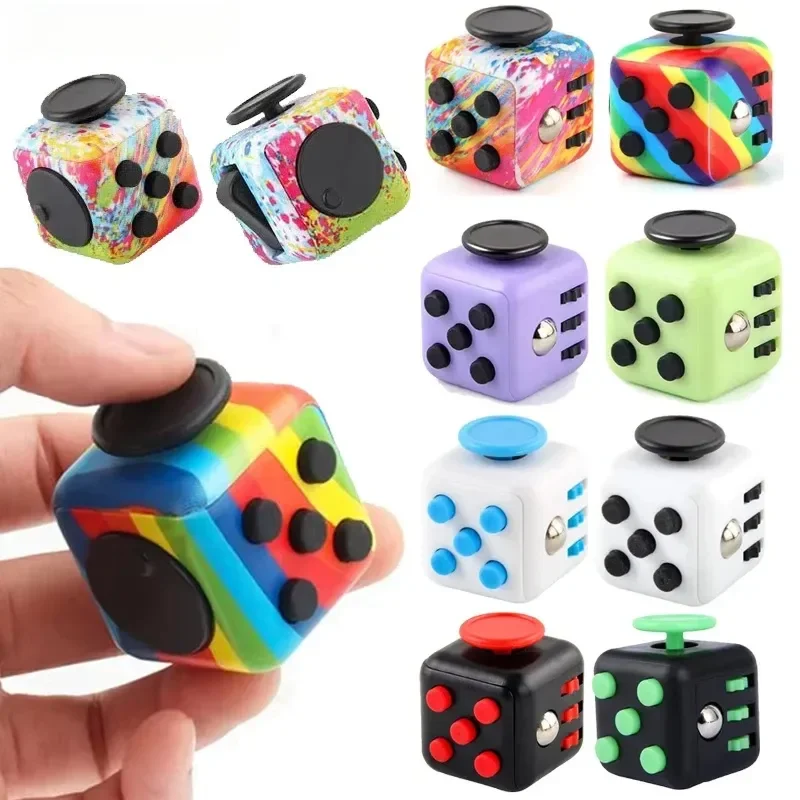6-Side Fidget Cube & Spinner - لعبة التركيز الحسي لتخفيف التوتر، مساعد القلق الصامت ADHD للأطفال والكبار