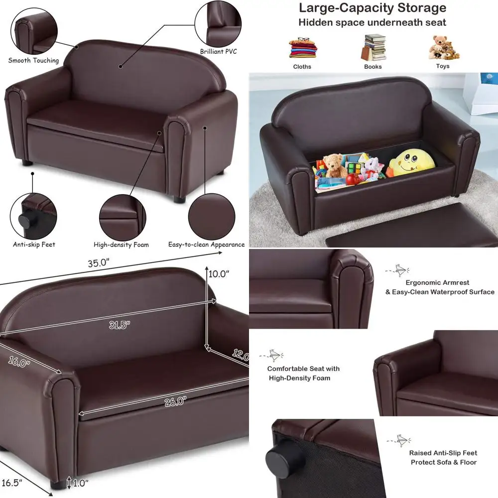 

Детский двухместный диван с местом для хранения вещей, мягкое кресло, идеальный подарок для детей и малышей