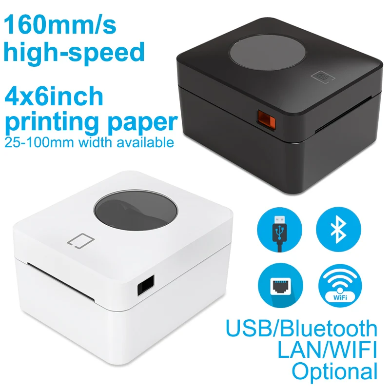 Imagem -06 - Impressora de Etiquetas Térmica Código de Barras qr Sticker Printer Express Waybill Impressora Bluetooth Usb Wi-fi 46 9250 25104 mm