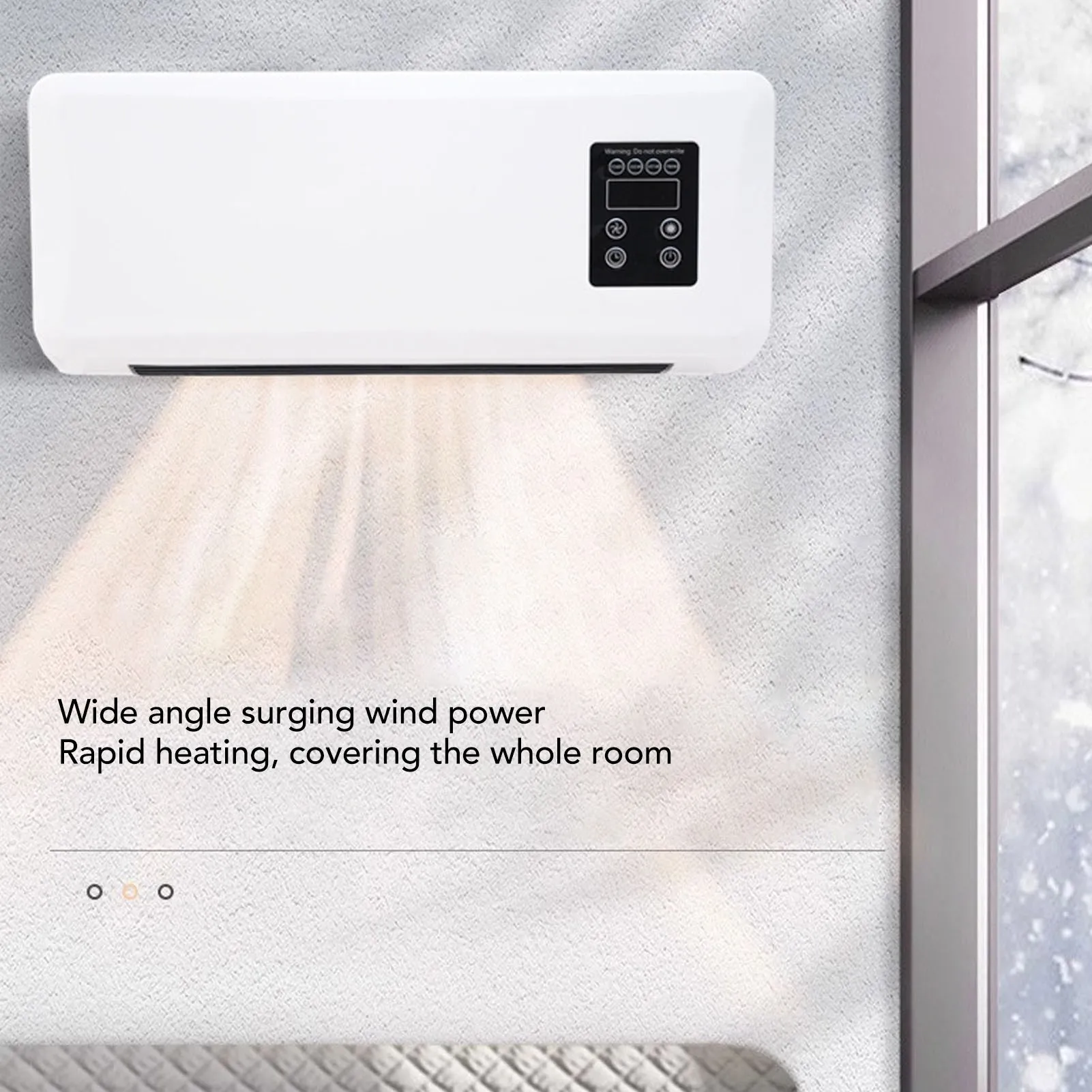 Electric Wall Heater Waterproof Quick Heating Towel Drying Rack Wall Mounted Room Heater 1500W Cooling Function for Bedroom