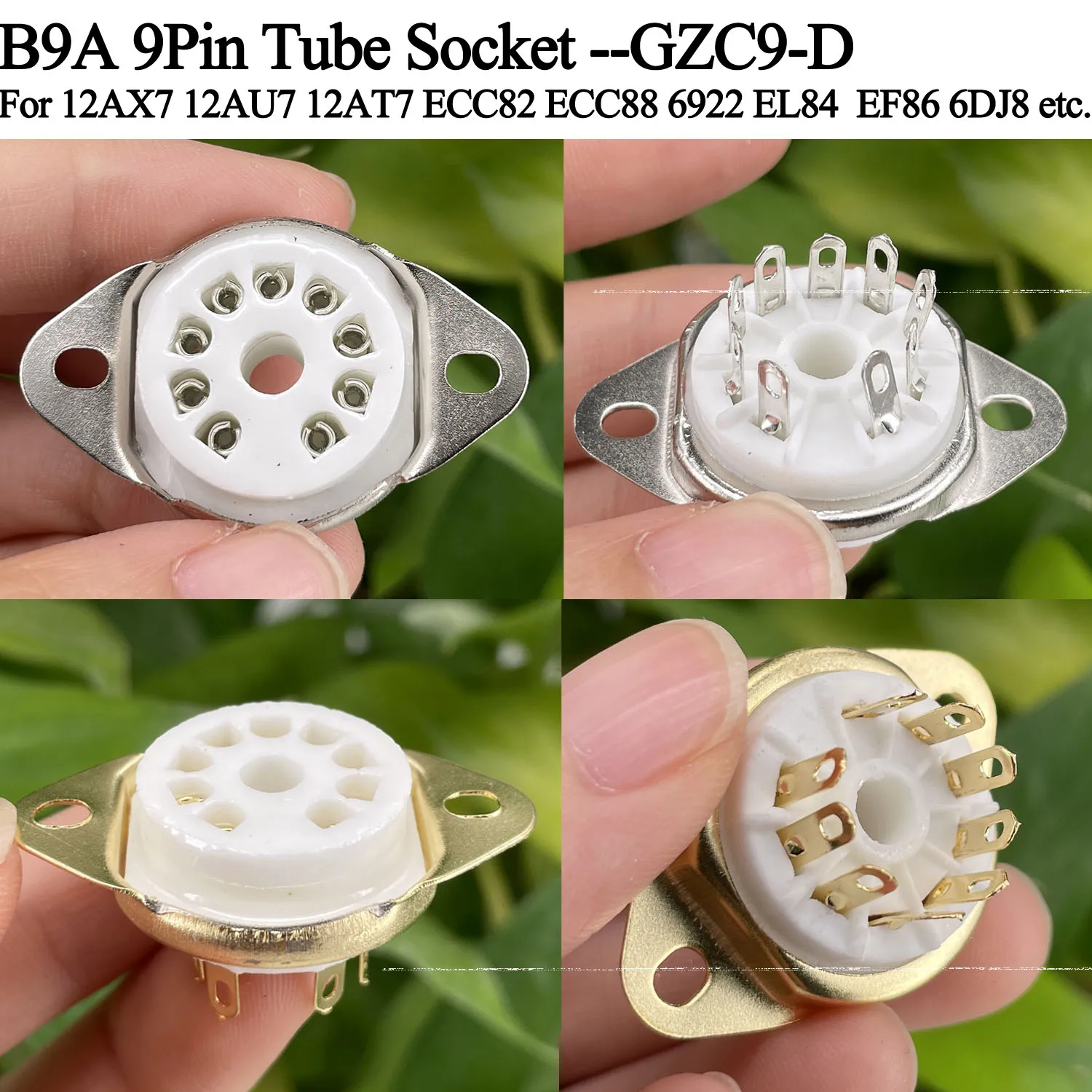 

10PCS 9pin B9A Ceramic Tube Socket GZC9-D For 5670 12AU7 ECC83 6DJ8 6CG7 6922 EL84 7199 EF86 ECC82 Hifi Audio Tube AMP