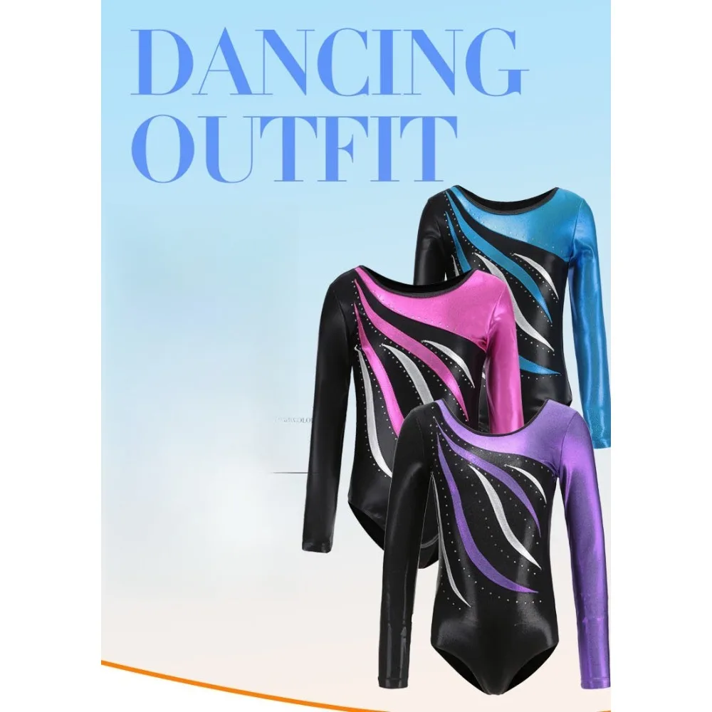 

Новый детский разноцветный купальник на бретельках со стразами — дышащий наряд для танцевальной практики и гимнастики для девочек
