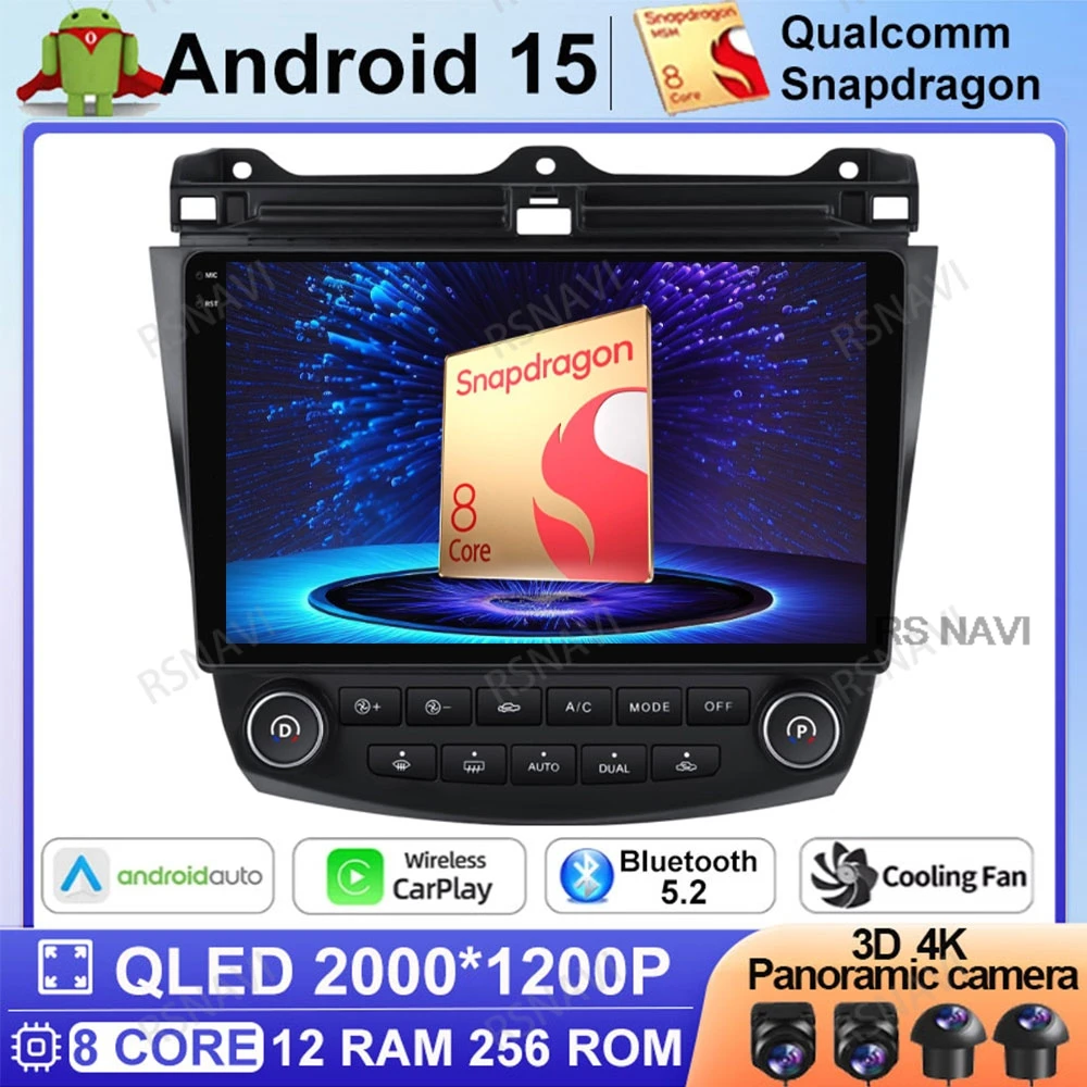 

Android 15 Car Radio For Honda Accord 7 2003 - 2007 Qualcomm AUTO Stereo 4G LTE 2 DIN Multimedia GPS Head Unit Navigation DVD