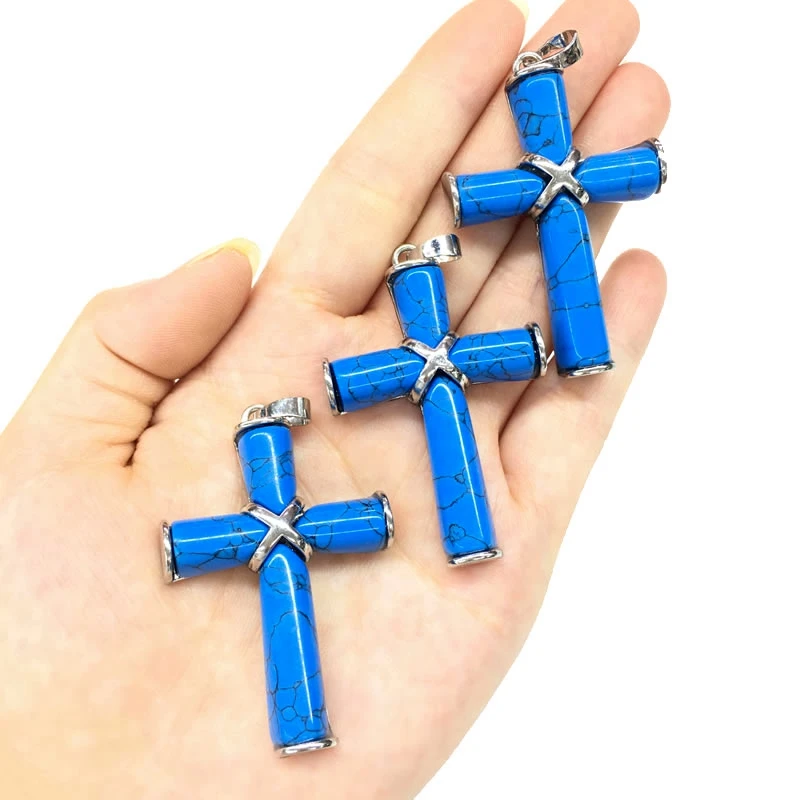 حجر طبيعي الصليب قلادة قلادة للرجال والنساء ، Bozwana جمشت عين النمر العقيق الصليب المعدني ، طرد الأرواح تعويذة لتقوم بها بنفسك مجوهرات