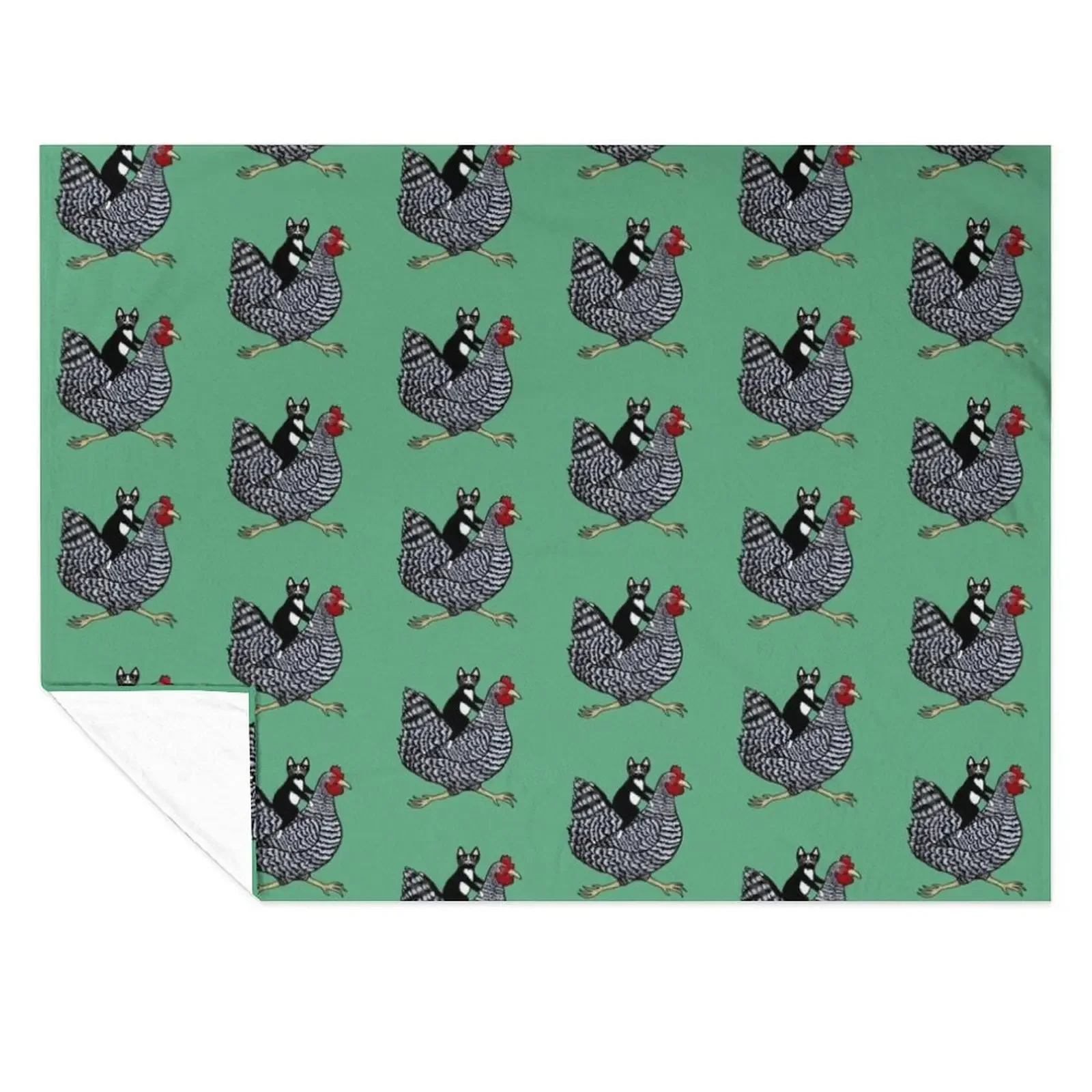 

Cat Riding a Chicken Throw Blanket Retros Plaid Luxury Plush Blankets