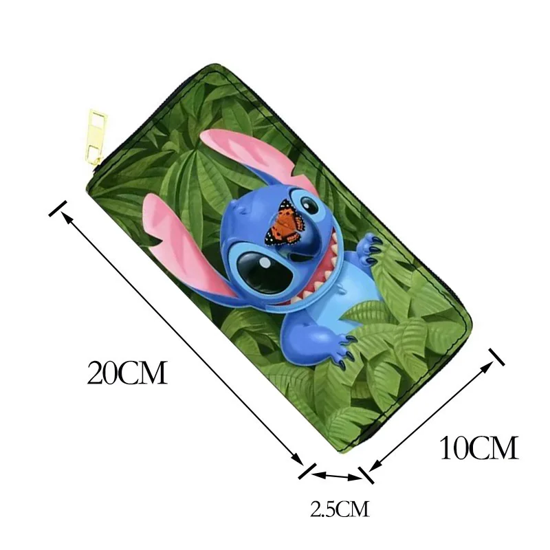 Disney Lilo & Stitch Woman Long Wallet Cartoon Stitch Coin Bag Cute Anime Leather Multi-Function Girl ID Card Package