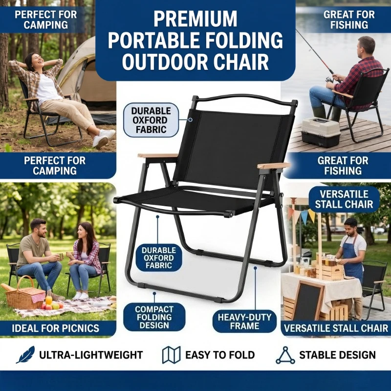 

Portable Folding Kermit Camping Chair Outdoor Camping Picnic Fishing Chair Foldable Seat for Street Vendor Use